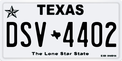 TX license plate DSV4402