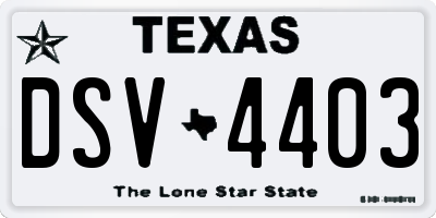 TX license plate DSV4403
