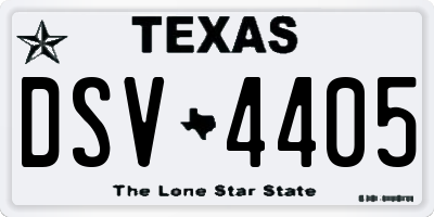 TX license plate DSV4405