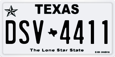 TX license plate DSV4411