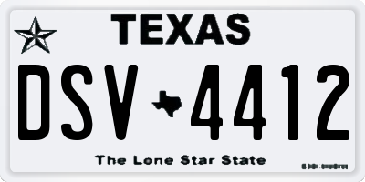 TX license plate DSV4412