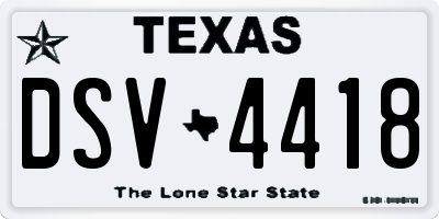 TX license plate DSV4418
