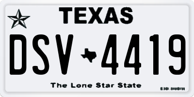 TX license plate DSV4419