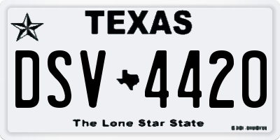TX license plate DSV4420