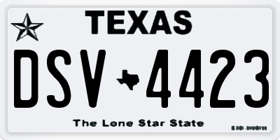TX license plate DSV4423