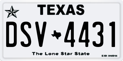 TX license plate DSV4431