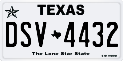 TX license plate DSV4432
