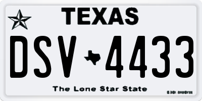 TX license plate DSV4433