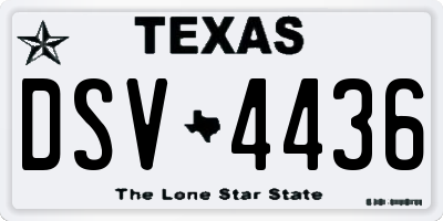 TX license plate DSV4436