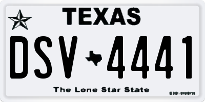 TX license plate DSV4441