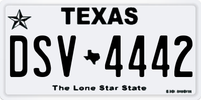 TX license plate DSV4442