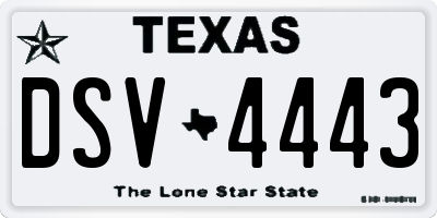TX license plate DSV4443