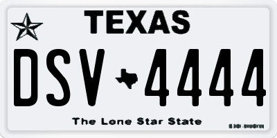TX license plate DSV4444