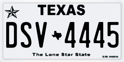 TX license plate DSV4445