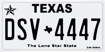 TX license plate DSV4447
