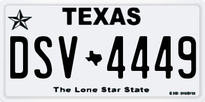 TX license plate DSV4449