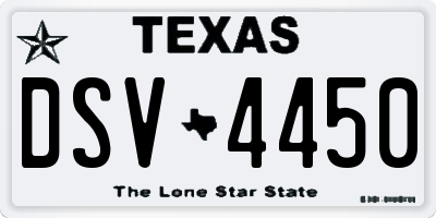 TX license plate DSV4450