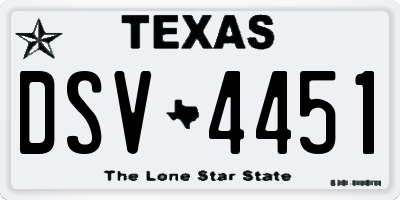 TX license plate DSV4451