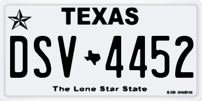 TX license plate DSV4452