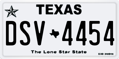 TX license plate DSV4454