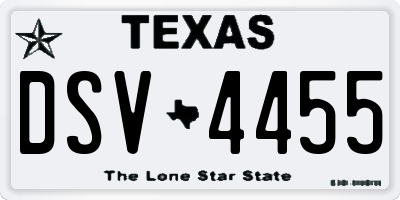 TX license plate DSV4455