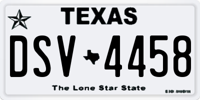 TX license plate DSV4458