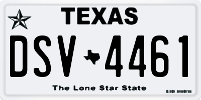 TX license plate DSV4461