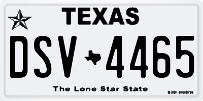 TX license plate DSV4465