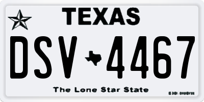 TX license plate DSV4467