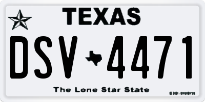 TX license plate DSV4471