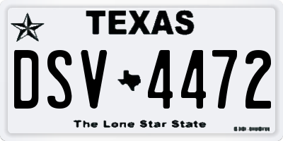 TX license plate DSV4472