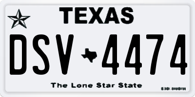 TX license plate DSV4474