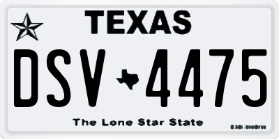 TX license plate DSV4475
