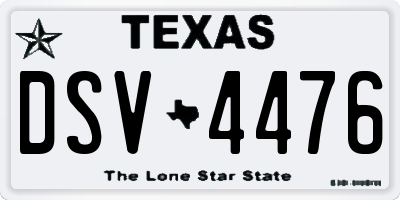 TX license plate DSV4476