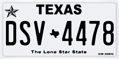 TX license plate DSV4478