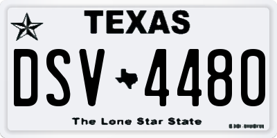 TX license plate DSV4480