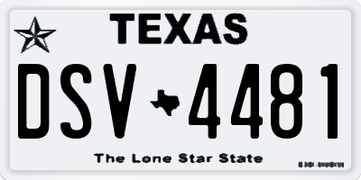 TX license plate DSV4481