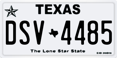 TX license plate DSV4485