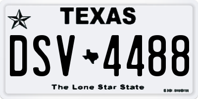 TX license plate DSV4488