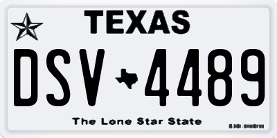 TX license plate DSV4489
