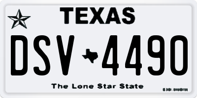 TX license plate DSV4490