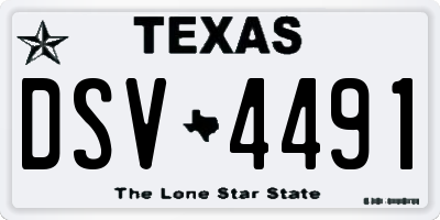 TX license plate DSV4491