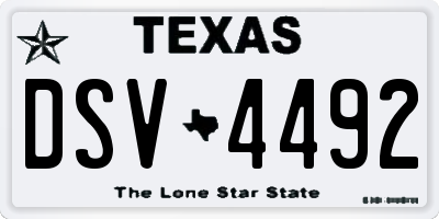 TX license plate DSV4492