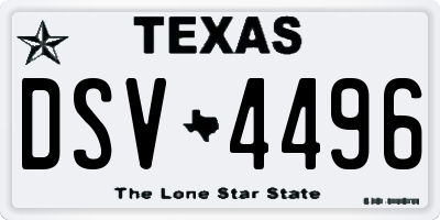 TX license plate DSV4496