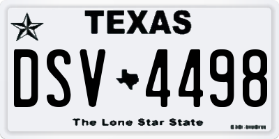 TX license plate DSV4498