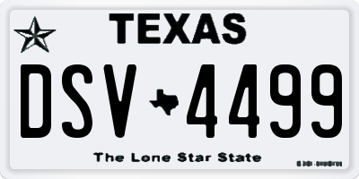 TX license plate DSV4499