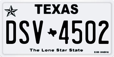 TX license plate DSV4502