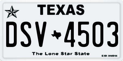 TX license plate DSV4503