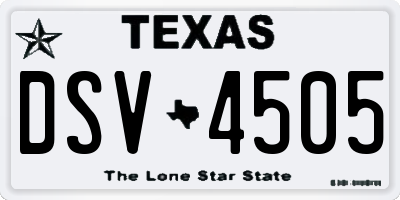 TX license plate DSV4505