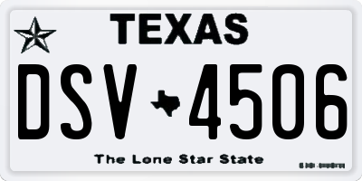TX license plate DSV4506